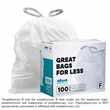 Plasticplace Custom Fit Trash Bags Compatible with simplehuman Code F, 100 Count