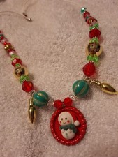 Snowman Holiday Beaded Necklace 24" New