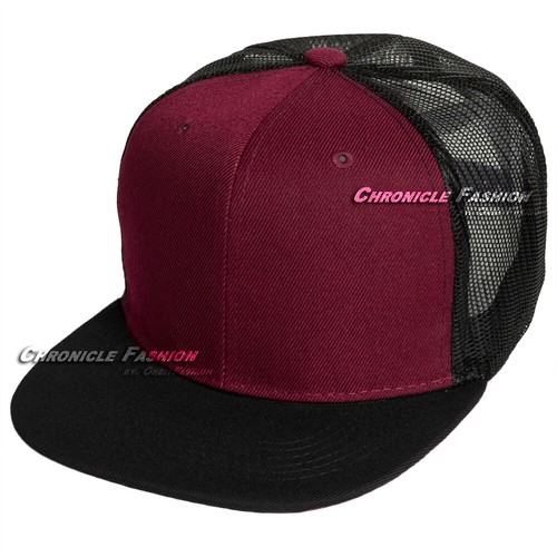 Baseball Cap Trucker Hat Mesh Snapback Adjustable Plain Solid Blank Flat Men Hat - Picture 19 of 29