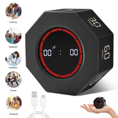 Digital Cooking Cube Timer Desktop LCD with Gravity Sensor Led Display 6*6*3cm