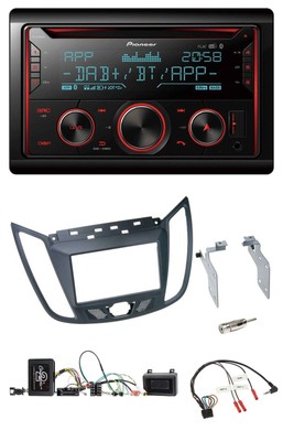 Pioneer 2DIN DAB Steering Wheel Bluetooth USB CD Car Stereo for 2011 Ford C-Max Grey