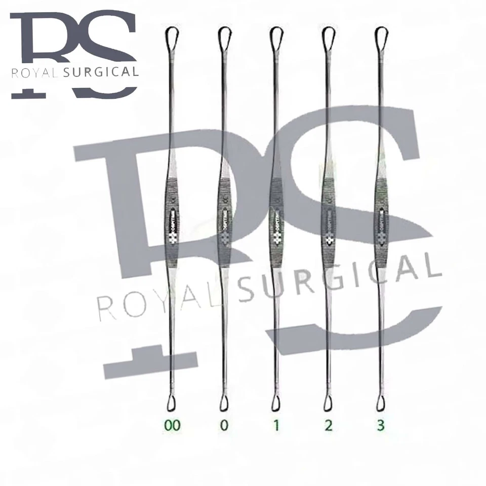 Juego de 10 curetas uterinas de doble extremo para ginecomastia tamaño 00, 0, 1, 2, 3 afiladas/romas Foto 3 de 4