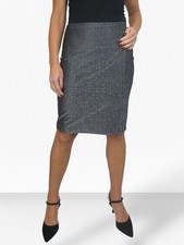 Womens 22" Stretch Knee Length Skirt with Metallic Threads Occasion Party NYE