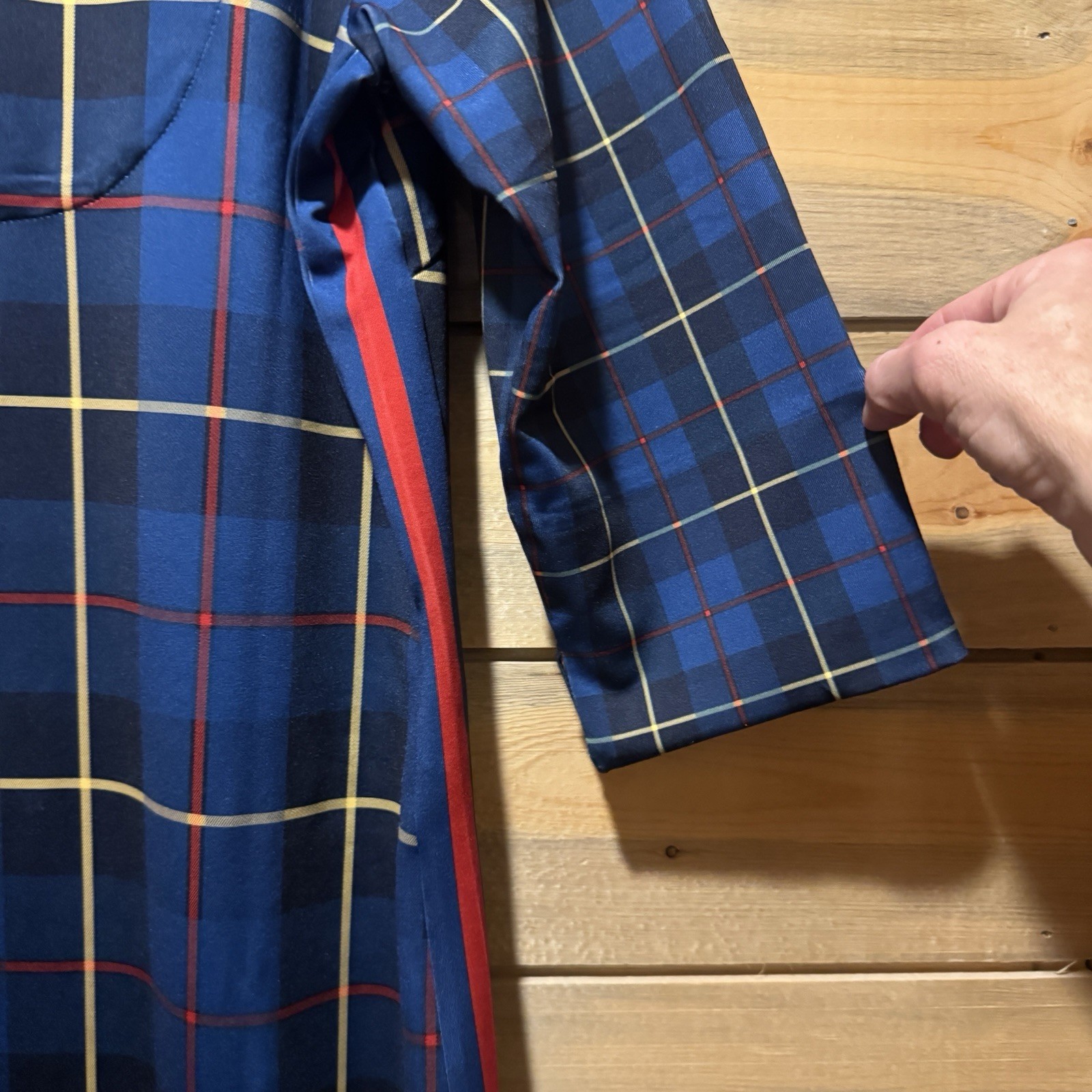 Gretchen Scott Designs Jersey Ruffneck Dress Plaidly Cooper Womens XL red Stripe