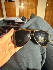 Vintage 1970s 80s Oversized Amber Nylon Frame Aviator Sunglasses Made in Japan