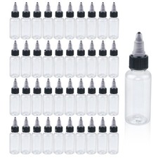 Clear Plastic Squeeze Bottle 40 PCS 1oz/30ml Black Twist Top Caps Refillable