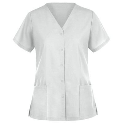 Panda Uniform By HEEDFIT Unisex Two-Pocket Button-Front V-Neck Scrub Top 4034