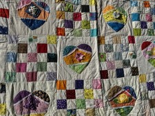 Handmade Patchwork Quilt Hearts Pattern Cotton