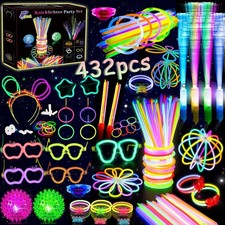 zycBernoi 432 PCS Glow Sticks Party Packs, Glow in the Dark Party Supplies, Glow