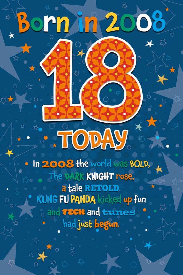 18th Birthday Card Born In 2008 male Year Facts Cherry Orchard 6.2"" x 9""
