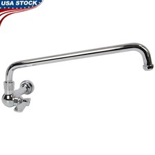 Commercial Wall Mount Wok Range Faucet Brass Chrome Aerated Spout NSF Approved