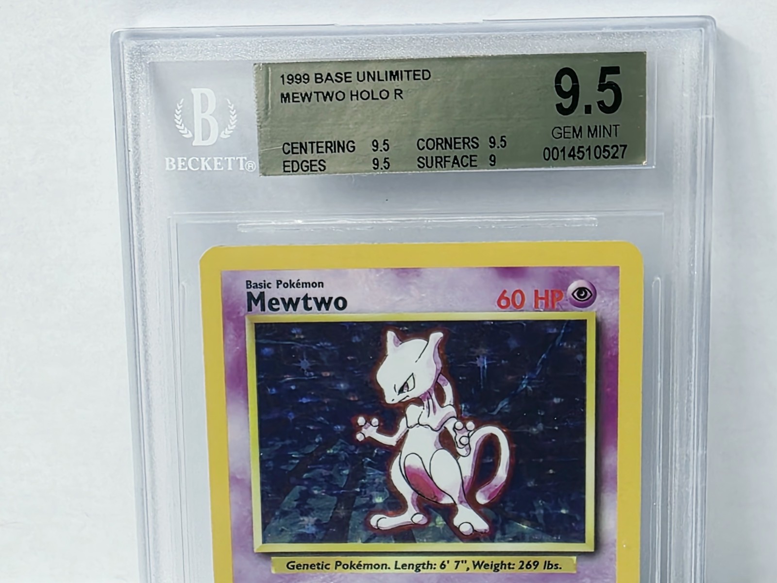 Pokemon Base Unlimited Mewtwo Holo Bgs 9.5 Very Nice!!! view 6