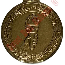 Laurel Victory Torch Achievement Bronze Medal 1-1/2"D Hanging on U.S Flag Ribbon