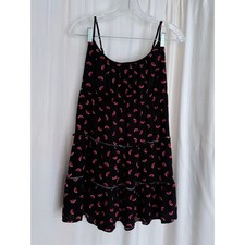 Y2K Little Black Sun Dress with Fun Watermelon print. Large SLeeveless