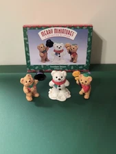 Vtg Hallmark Merry Miniatures Snow Bear Season Three-piece Set QFM8602
