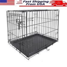 Folding Dog Crate W/ Divider Easy Transport Quick Setup Safe Indoor Space New