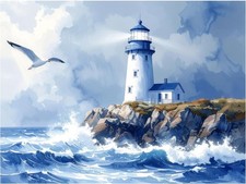 Tile Mural Lighthouse Ocean Seagulls Kitchen Bathroom Shower Wall Art Backsplash