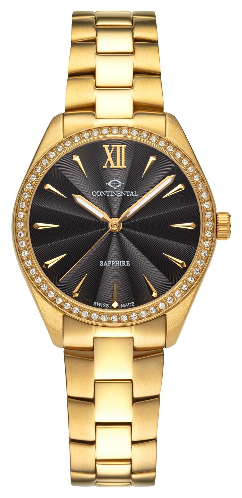 Continental Crystal Round (32.5mm) Textured Black Dial / Gold PVD