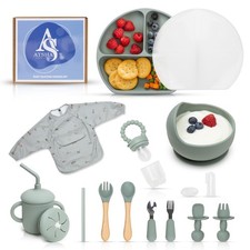 Silicone Baby Feeding Set - 19 Pcs Baby Led Weaning Supplies, Suction Plate a...