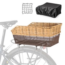 Rear Bike Basket - Large Bicycle Rear Basket with Cargo Net and Waterproof Co...
