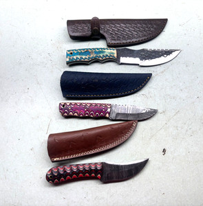 Custom Handmade Knife Lot Straight Blade Steel Forged Handle  Leather Sheath