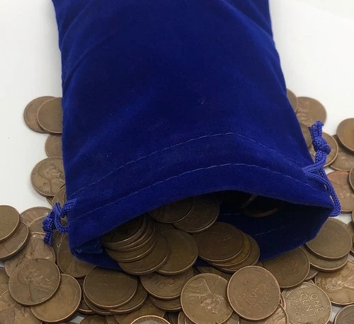 PREMIUM Sheridan Bag 55 Lincoln Wheat Cents Steel Penny AU 1910s Teens Velvet