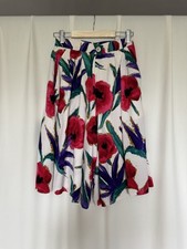 Vintage Yarell Floral Viscose Culottes Shorts Wide Leg Bermuda Midi Skirt S