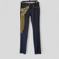 Y2K WOMENS SKINY LOW RISE EMBROIDERED STRETCH DENIM JEAN PANT