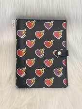 NWT Coach Notebook With Heart Bolt Print in Silver Black Multi CW543