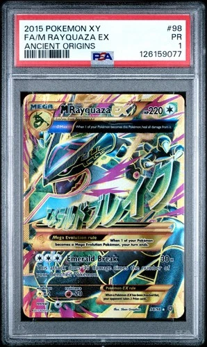PSA 1 Pokemon M Rayquaza EX 98/98 Ancient Origins Ultra Rare Full Art Holo