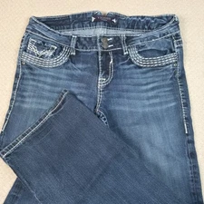 Vigoss Jeans Womens Size 11 Bootcut Dark Wash Denim Y2K Thick Stitch V Pockets