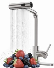 Waterfall Kitchen Faucet, Brushed Nickel Kitchen Sink Faucet,