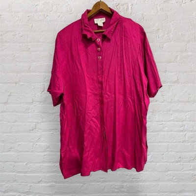 Vintage Stefano Pink Button-Up Blouse With Heart Buttons Plus Size 18/20