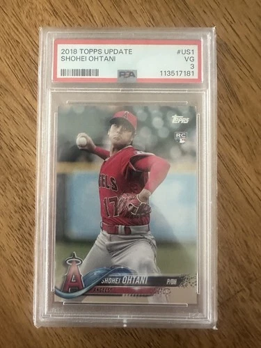 2018 Topps Update Shohei Ohtani RC Rookie #US1a Angels PSA 3. POP 8