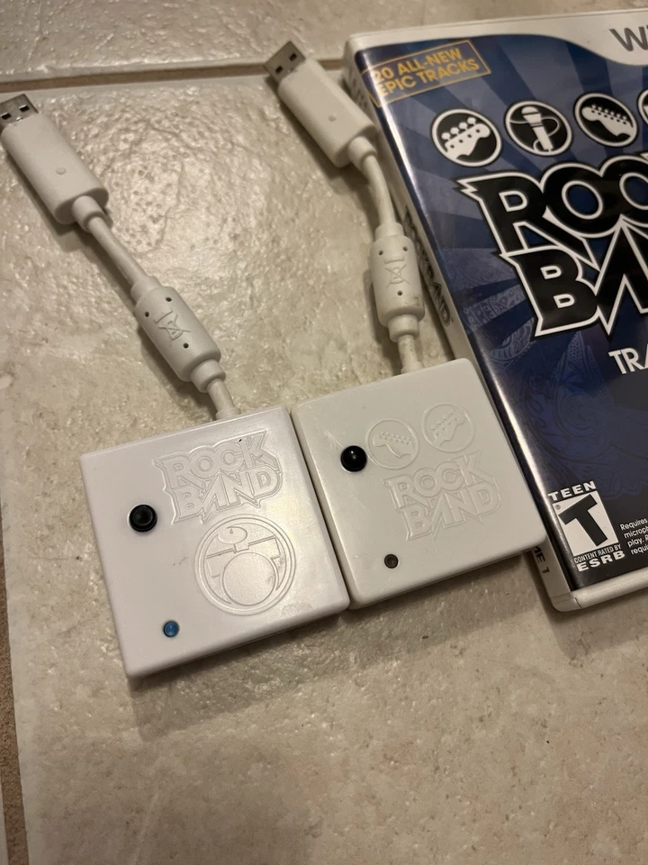 Nintendo Wii Rock Band Bundle Drums Pedal Sticks Guitar Mic & Game Rockband - Image 3 of 4