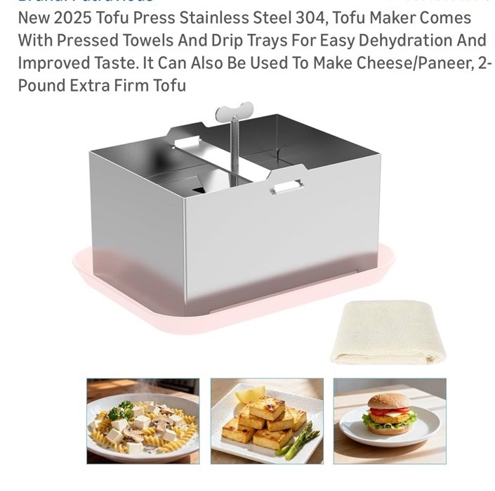 Prensa de tofu de acero inoxidable con prensatelas toalla y bandeja de goteo para casero e imp