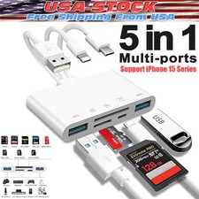 5 in 1 Memory Card Reader USB 3.0 OTG Adapter SD Card Reader For iPhone/iPad LOT