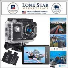 Ultra HD 1080P Action Camera - 12MP Waterproof with 2 Batteries  Accessories