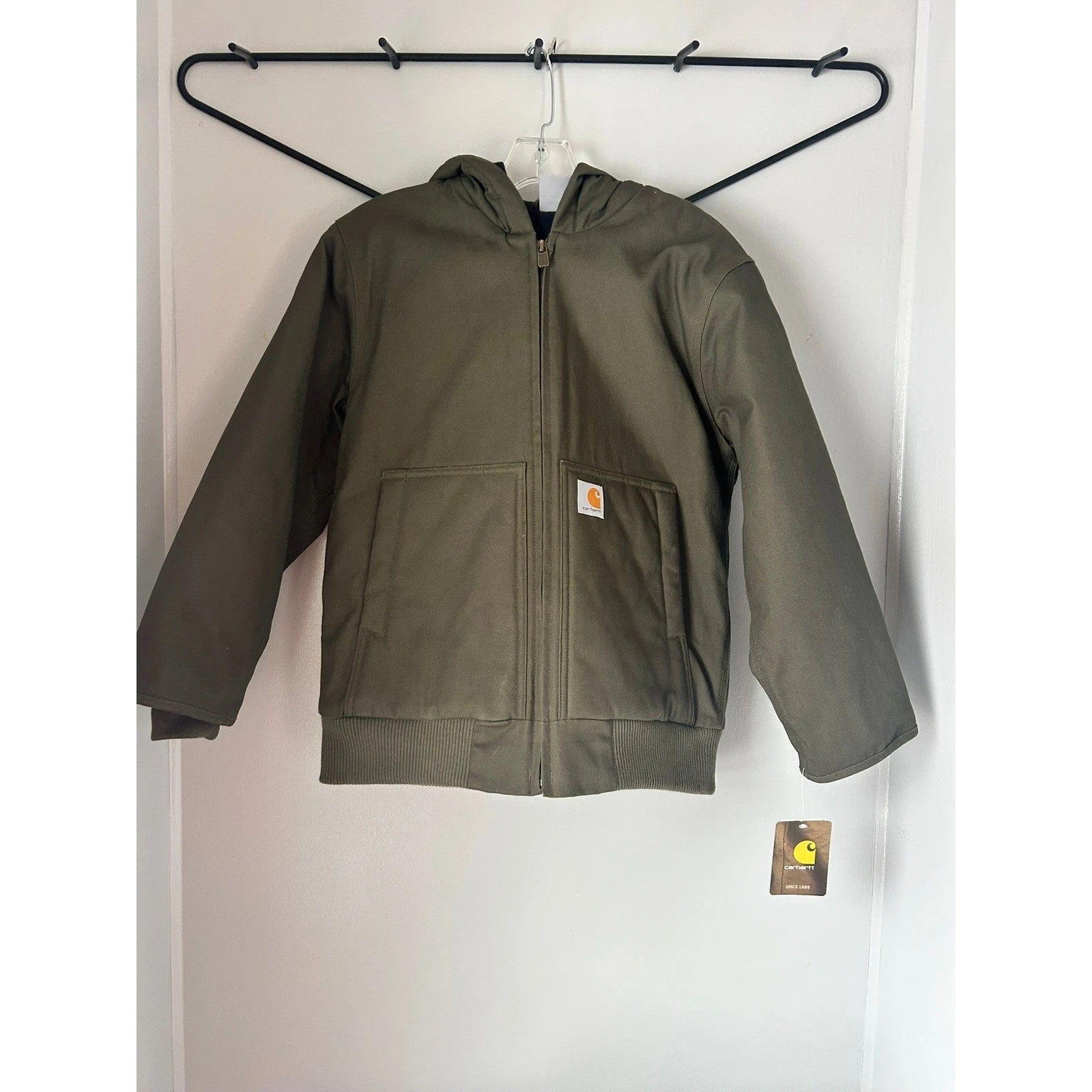 Carhartt Kids Active Jacket Olive Canvas Insulated Size M 10/12