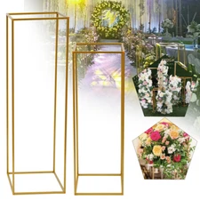 2Pcs Metal Tabletop flower Stand Floor Column Stand for Wedding Banquet Hall