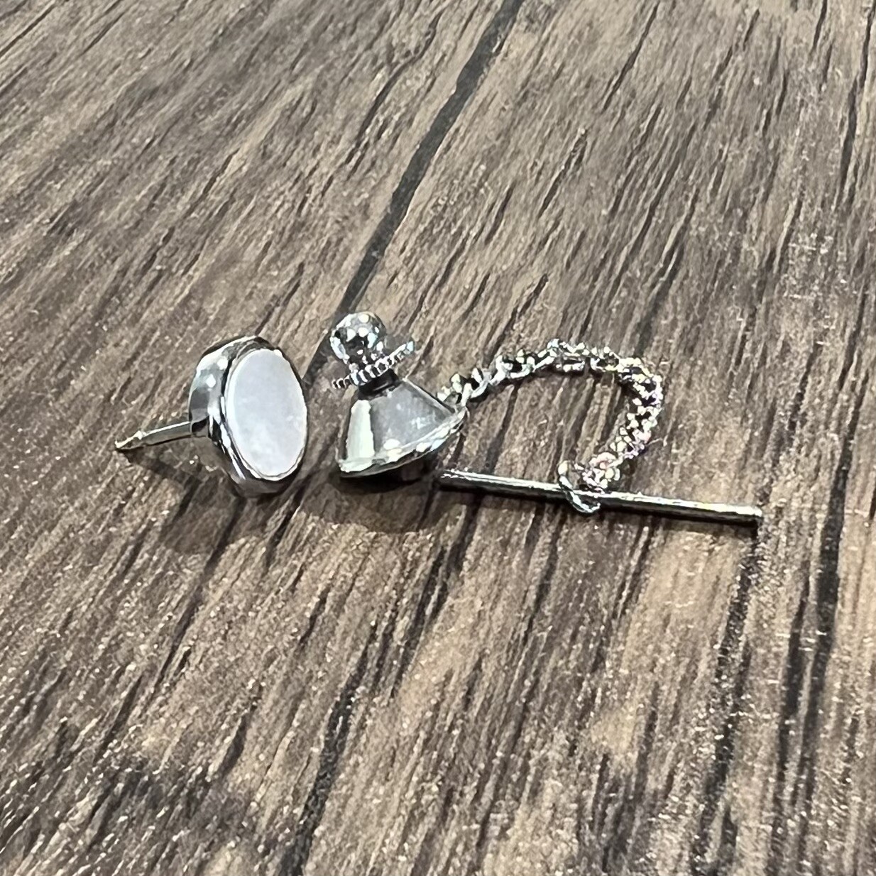 Oval Mother Pearl Tie Tack Pin Men Birthday Father’s Day Gift