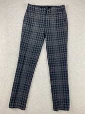 Theory Testra 2B Pants Womens 00 Navy Plaid Structured Stretch Ankle Dress Pant