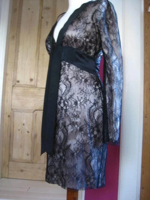 DOWNTON FLAPPER DRESS 8 tunic 20s Gatsby plunge antique lace sexy MALENE BIRGER  - Image 2 of 4