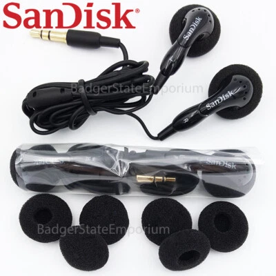 2 GENUINE SanDisk Earphone Earbuds Original In-Ear Headphone Clip Jam MP3 Player