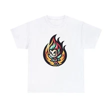 Unisex Adult T Shirt Flamed Pixie Troublemaker Cartoon Streetwear Skater Tee