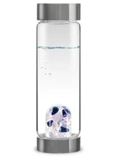 NEW VitaJuwel Via Balance Gem Water Bottle Sodalite, Chalcedony, Clear Quartz