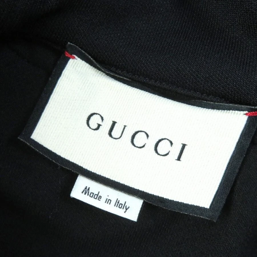 Gucci 502280 abito jacquard con cappuccio e mezza zip logo manica nero taglia S