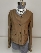 NEW Banana Republic Blazer Size 8 Nutmeg Roll Tab Sleeves Pockets Lightweight