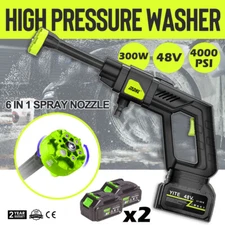 6-in-1 Cordless Power Washer Max 4000 PSI Portable Pressure Washer 2x Batteries