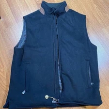 Mens T Harris London Black Fleece Wool Vest Winter Outdoors Sz M Zip